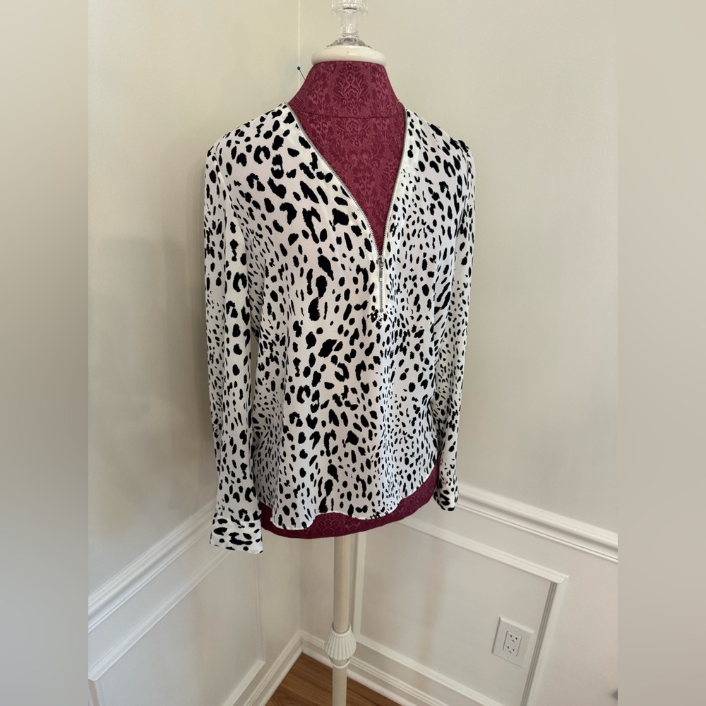 INC International Concepts Black and White Animal Print Top